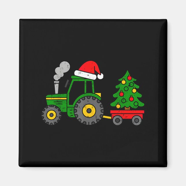 Farm Christmas Tractor Tree Xmas Truck Boys Kids T Magnet (Front)