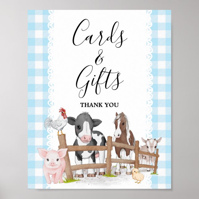 Farm Country Baby Shower Cards and Gifts Sign (Front)