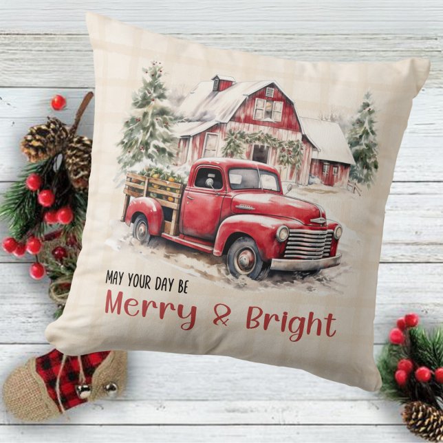  Farm Country Barn Red Truck Christmas  Cushion (Creator Uploaded)