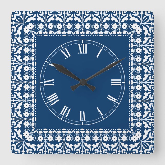 Farm Country Blue and White Elegant Kitchen Clock (Front)