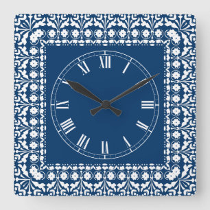 Farm Country Blue and White Elegant Kitchen Clock