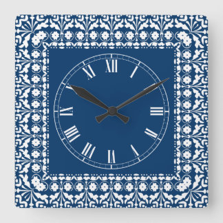 Farm Country Blue and White Elegant Kitchen Clock
