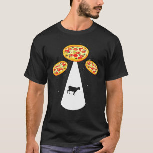Farm Cow Abduction Pizza Ufo Spaceship Pizza T-Shirt