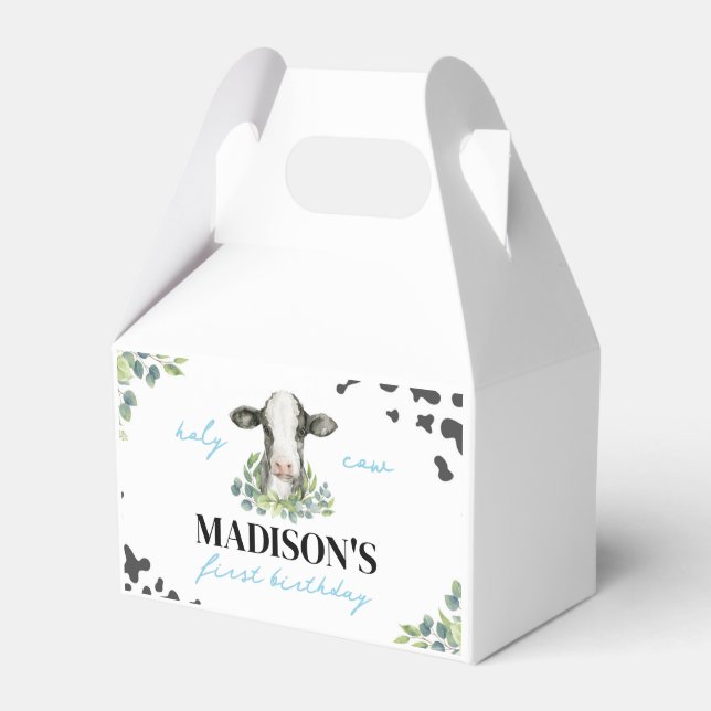 Farm Cow Birthday Party Favour Box (Front Side)