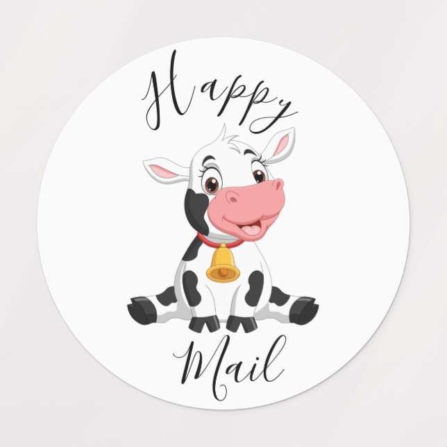 farm cow Happy Mail  Labels (Design 1)