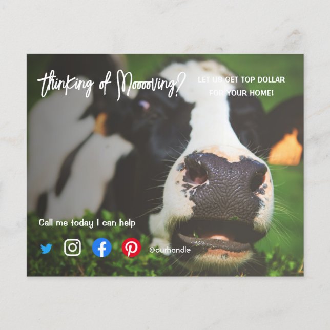 farm cow referral real estate marketing sell postc flyer (Front)