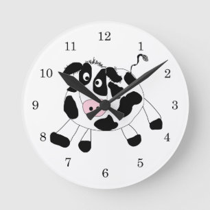 Farm Cow Round Clock