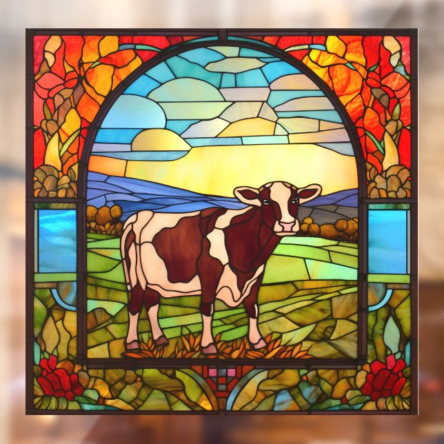 Farm Cow Standing In Pasture Faux Stained Glass (Sheet 2)