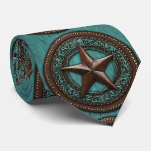 Farm Cowboy Country Western Turquoise Texas Star  Tie