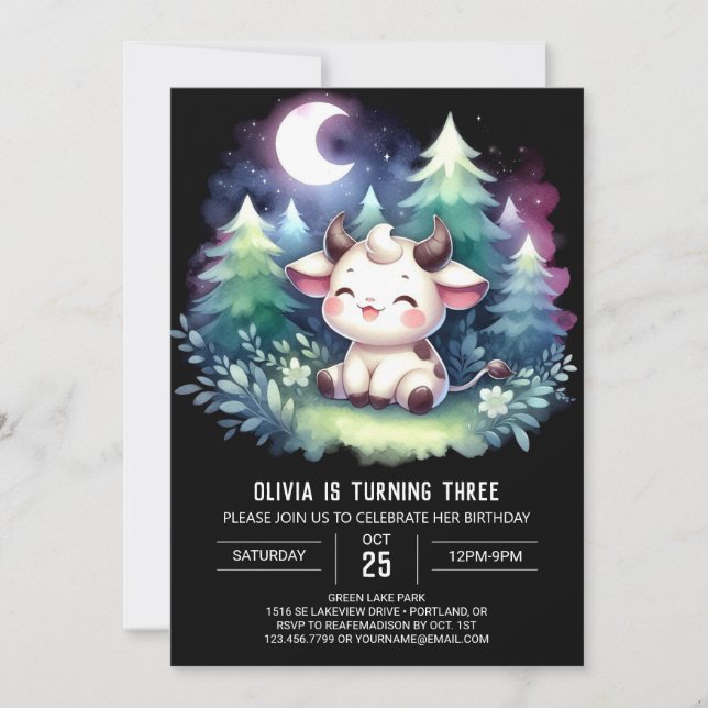  Farm Digital Cow Birthday Invitation (Front)