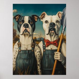 Farm Dogs Americana Portrait Poster