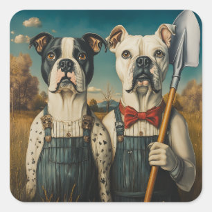 Farm Dogs Americana Portrait Square Sticker