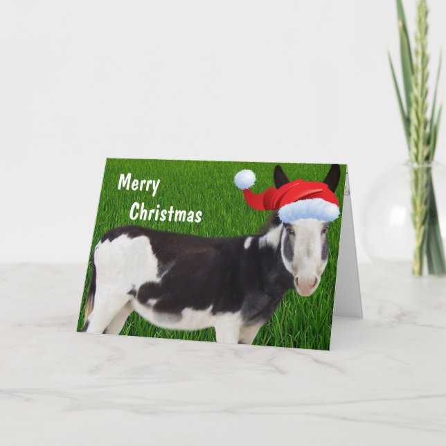 Farm Donkey Merry Christmas Holiday Card (Front)