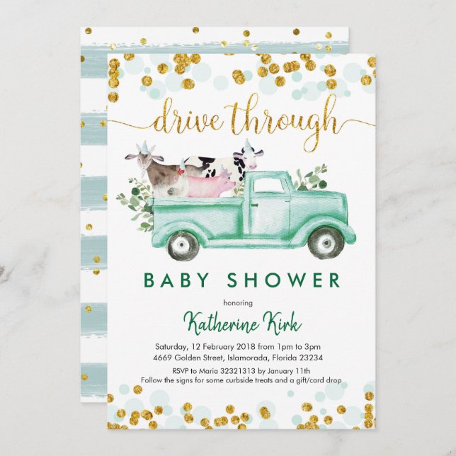 Farm Drive Through Baby Shower Invitation (Front/Back)