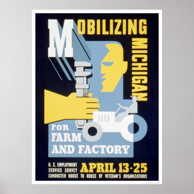 Farm Factory Michigan 1943 WPA Poster (Front)