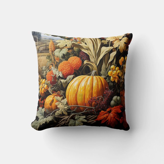 Farm Fall Autumn Pumpkin Cushion (Front)