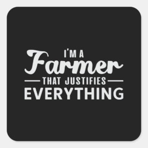 Farm Farmer Agriculture Farming Funny Tractor Gift Square Sticker