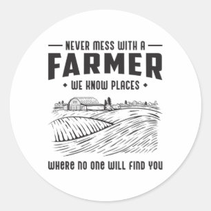 Farm Farming Agriculture Funny Tractor Gift Idea Classic Round Sticker