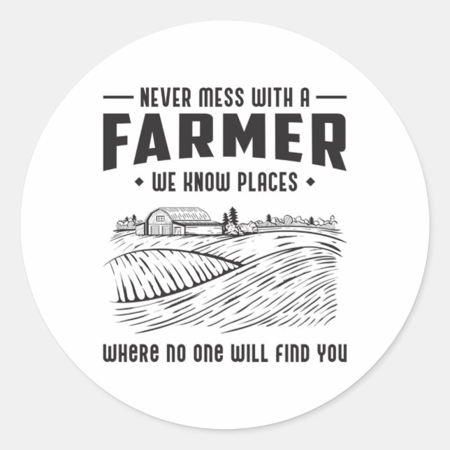 Farm Farming Agriculture Funny Tractor Gift Idea Classic Round Sticker (Front)