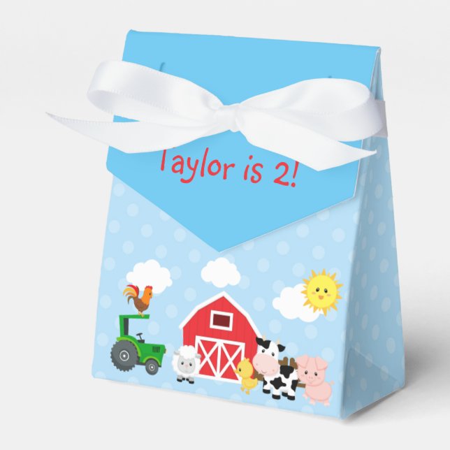 Farm Favour Box (Blue for Boys) (Front Side)