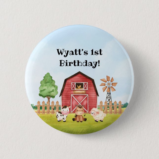 Farm First Birthday Button (Front)