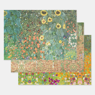 Farm & Flower Garden & Birch by Gustav Klimt Wrapping Paper Sheet