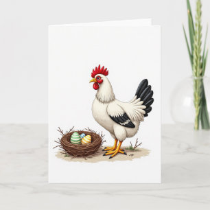Farm Fowl And Eggs Springtime Card
