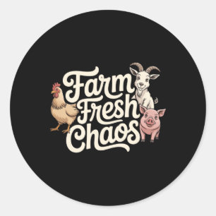 Farm Fresh Chaos Cute Homestead Rn Animals Humour Classic Round Sticker