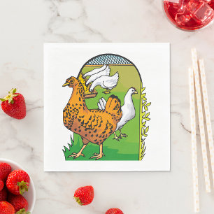 Farm Fresh Chicken Coop Country Scene Napkin