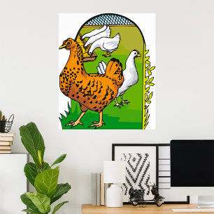 Farm Fresh Chicken Coop Country Scene Poster