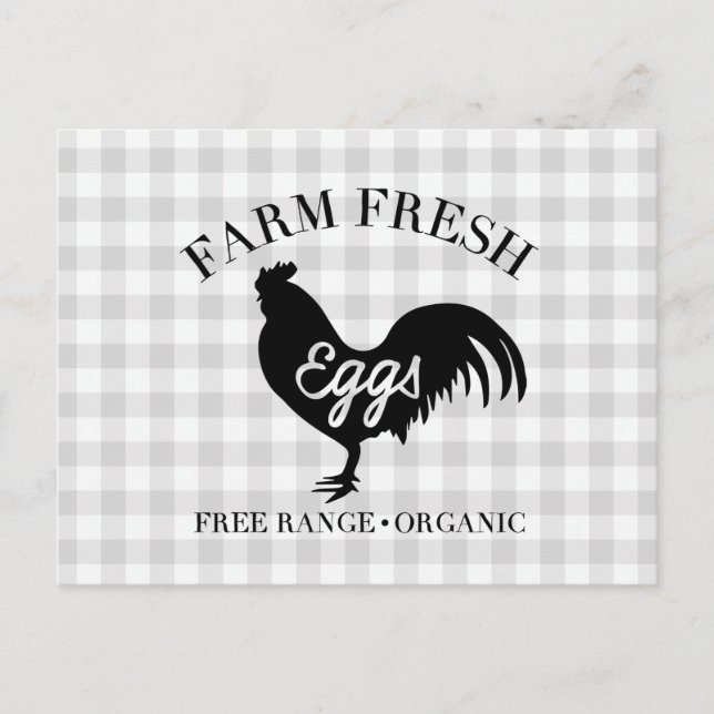 Farm Fresh Chicken Country Gingham Postcard (Front)