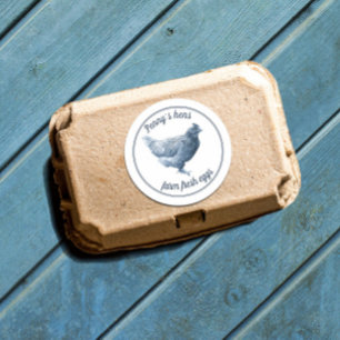 Farm Fresh Chicken Eggs Hen with Your Name Classi Classic Round Sticker