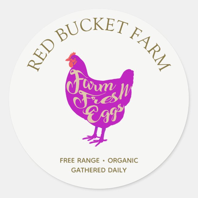 Farm Fresh Chicken Eggs Retro Classic Round Sticke Classic Round Sticker (Front)