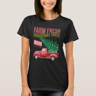 Farm Fresh Christmas Red Truck Vintage Xmas Farmer T-Shirt