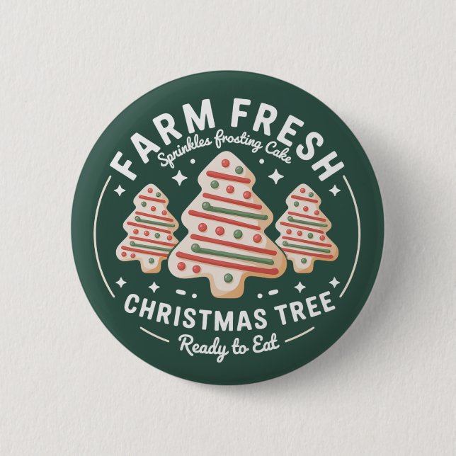 Farm Fresh Christmas Tree Cake Xmas Holiday 6 Cm Round Badge (Front)