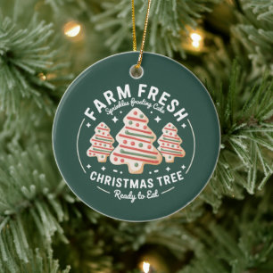 Farm Fresh Christmas Tree Cake Xmas Holiday Ceramic Ornament