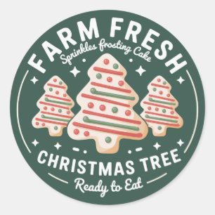 Farm Fresh Christmas Tree Cake Xmas Holiday Classic Round Sticker