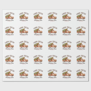 Farm Fresh Christmas Tree Pink Truck Xmas Vintage Wrapping Paper