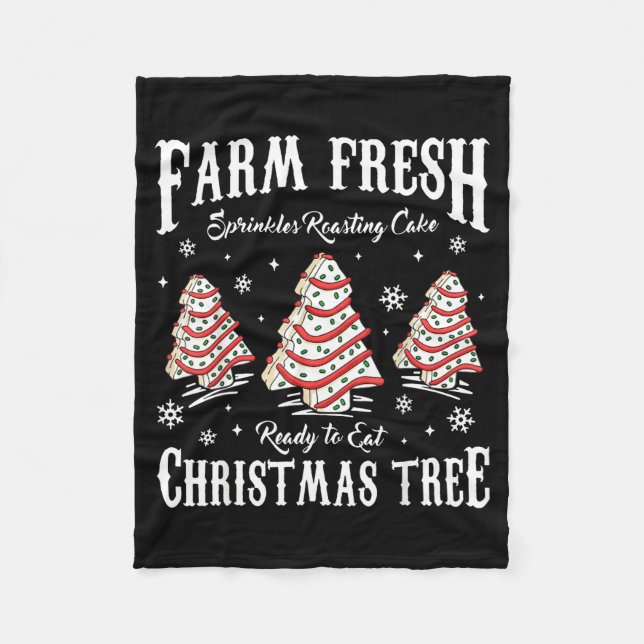 Farm Fresh Christmas Tree Xmas Debbie Cakes Family Fleece Blanket (Front)