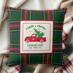 Farm Fresh Christmas Trees Classic Tartan Plaid Cushion