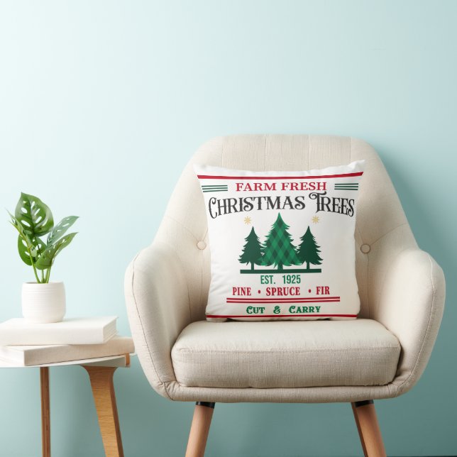 Farm Fresh Christmas Trees Cut and Carry Throw Pil Cushion (Chair)
