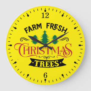 Farm Fresh Christmas Trees Design-54394 Large Clock