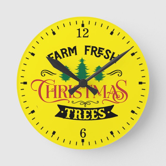 Farm Fresh Christmas Trees Design-54394 Round Clock (Front)