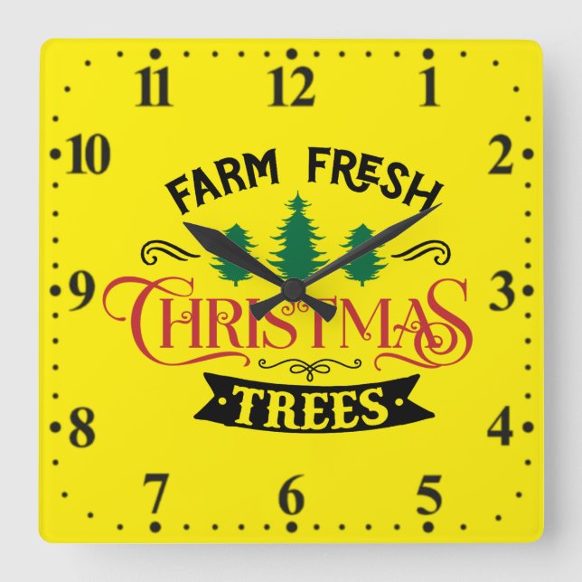 Farm Fresh Christmas Trees Design-54394 Square Wall Clock (Front)