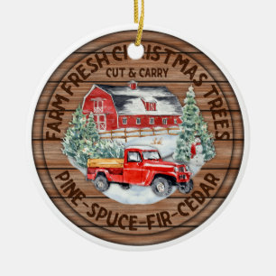 Farm Fresh Christmas Trees Double Sided Ceramic Ornament