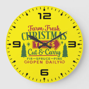 Farm Fresh Christmas Trees Holiday Design-64649 Large Clock