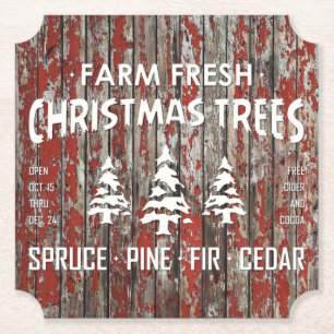FARM FRESH CHRISTMAS TREES PAPER COASTER