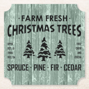FARM FRESH CHRISTMAS TREES PAPER COASTER