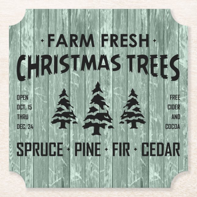 FARM FRESH CHRISTMAS TREES PAPER COASTER (Front)