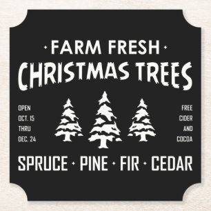 FARM FRESH CHRISTMAS TREES PAPER COASTER